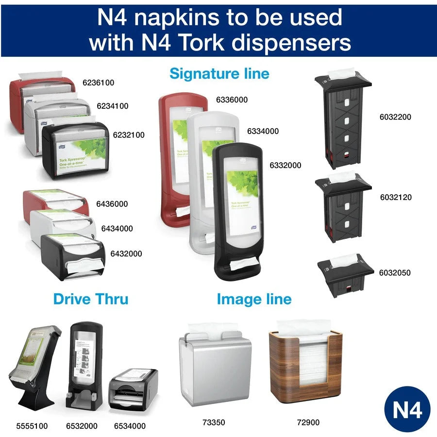 TORK Xpressnap Natural Dispenser Napkin N4 - 1 Ply - Interfolded - 8.50’’ Width x 13’’ Length - Paper - 500 / Pack - 12