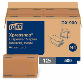 TORK Xpressnap White Dispenser Napkin N4 - 1 Ply - Interfolded - 13’’ x 8.50’’ - 500/Pack - Paper Towels