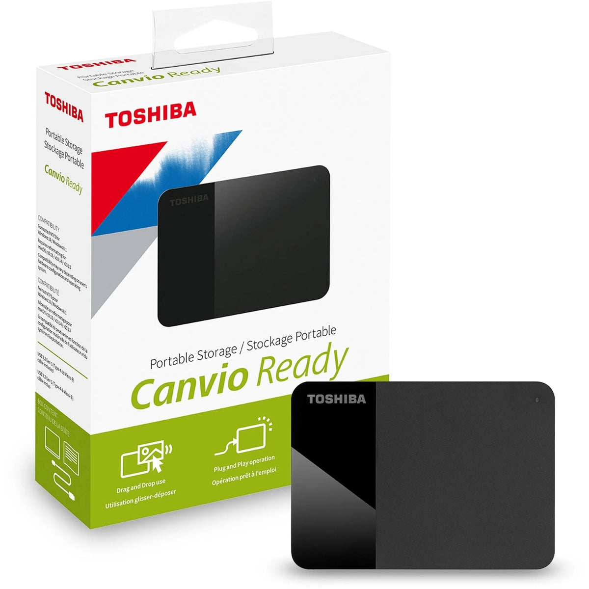 Toshiba Canvio Ready 4TB Portable Hard Drive - Black - USB 3.0 - 1 Year Warranty - Memory & Drives