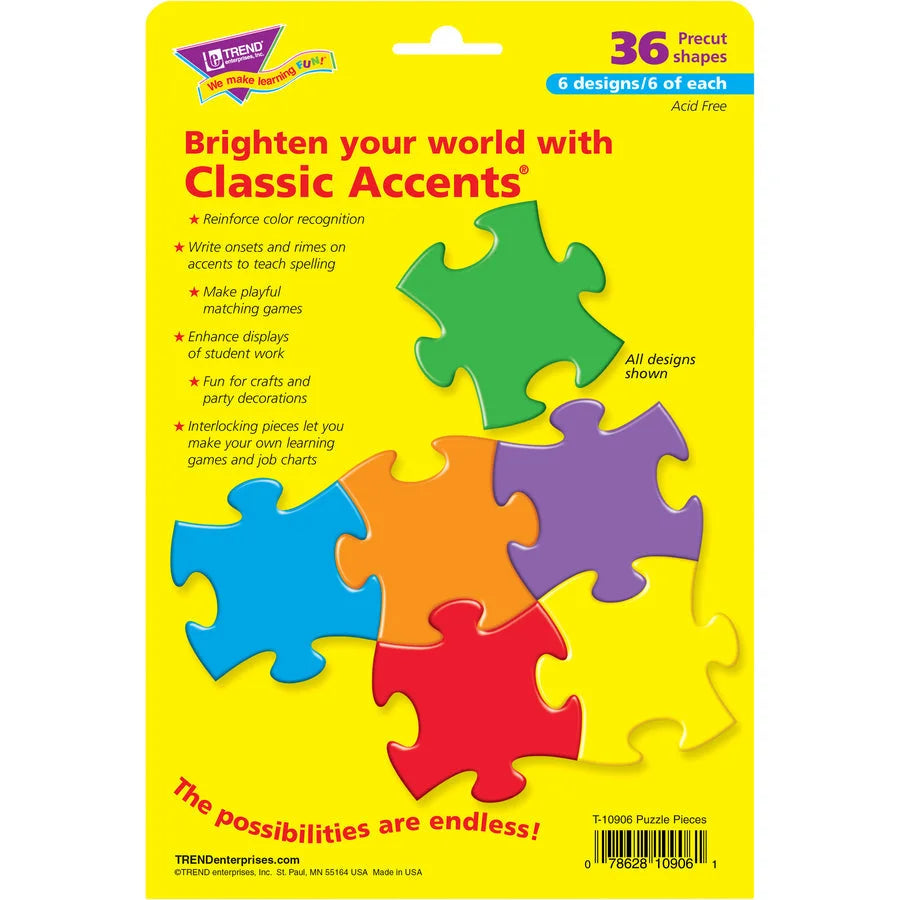 Trend Accents Interlocking Puzzle - Educational 36-Piece Set - Puzzles