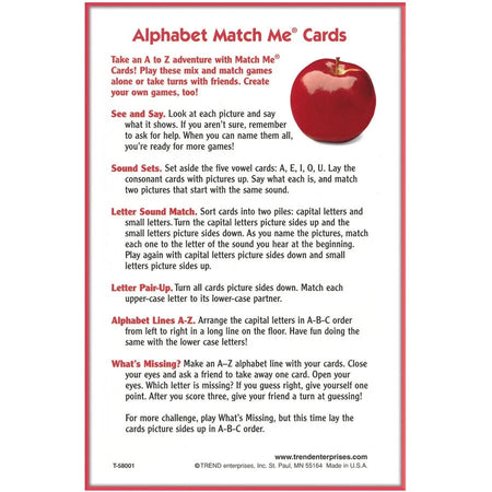 Trend Alphabet Match Me Flash Cards: Educational Learning Set - Cards