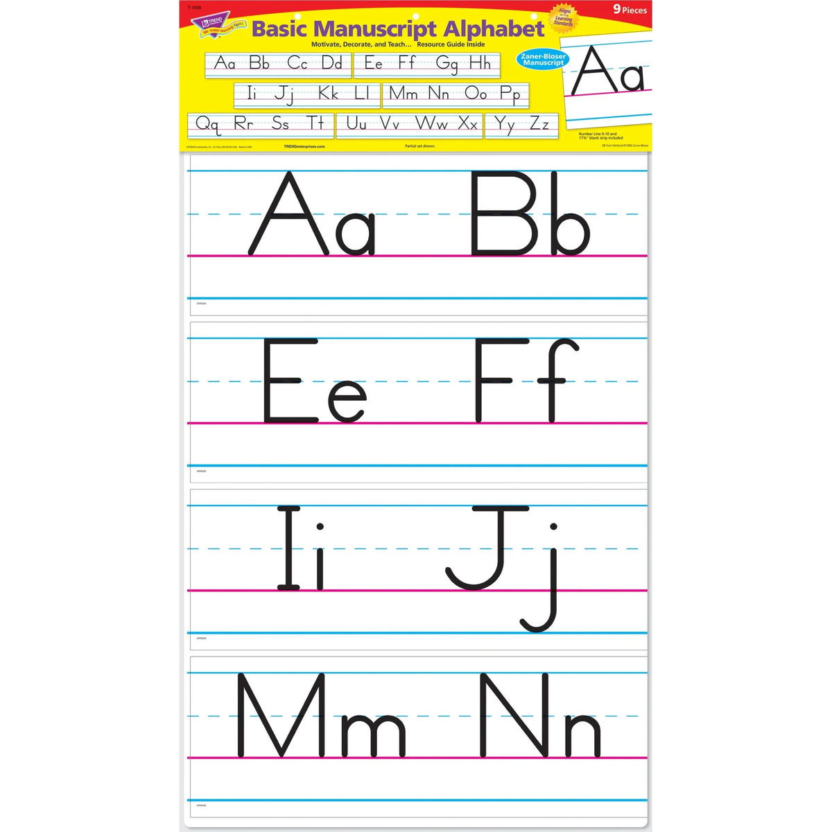 Trend Basic Alphabet Bulletin Board Set - Learning Theme - Multicolor - Sets & Trim