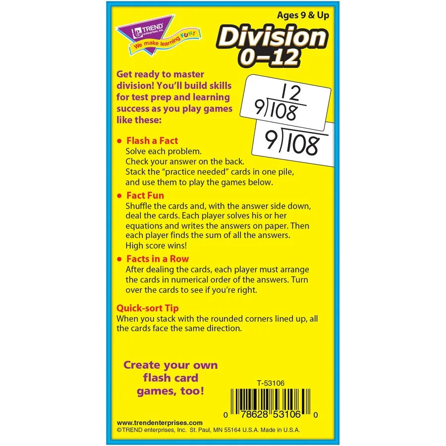 Trend Division 0-12 Flash Cards: Educational Learning Set - Cards
