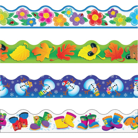 Trend Four Seasons Trimmer Pack: Seasonal Image Shapes - Precut & Reusable - Bulletin Board Sets Trim