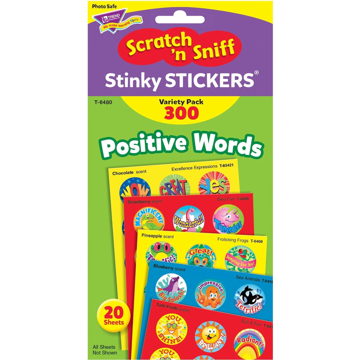 Trend Positive Words Stinky Stickers Variety Pack - Scented Round Shape - 300