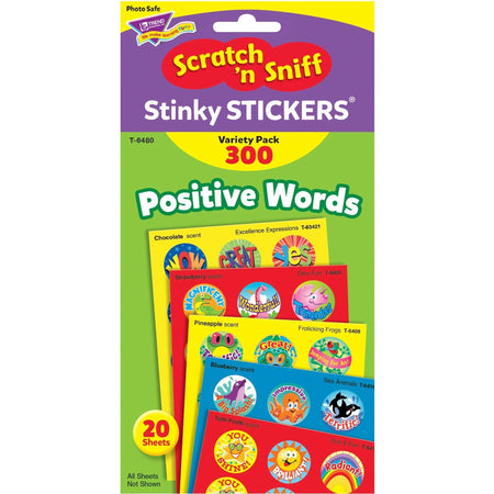 Trend Positive Words Stinky Stickers Variety Pack - Scented Round Shape - 300