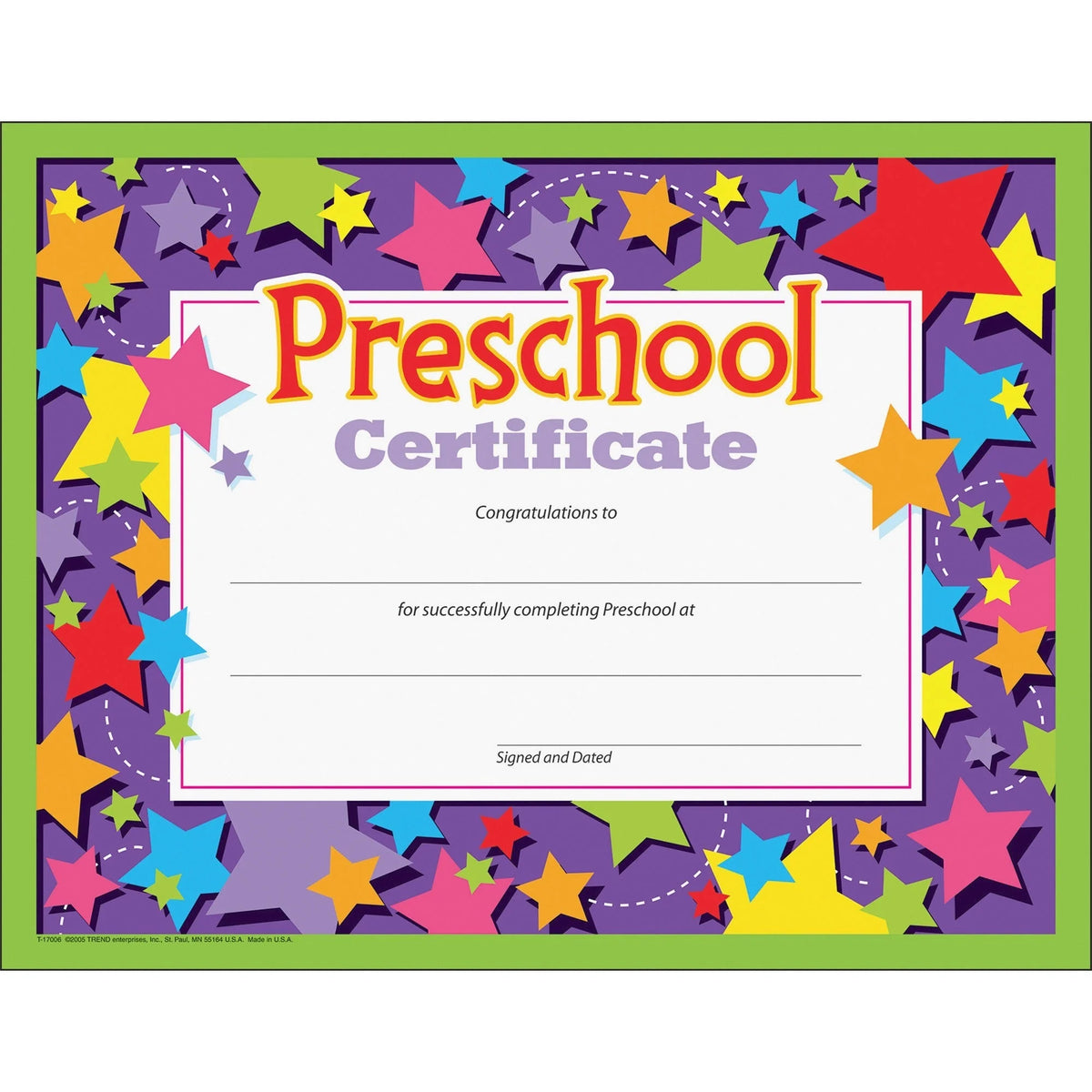 Trend Preschool Certificate: 8.5’’ x 11’’ Assorted Pack - Student Certificates / Awards