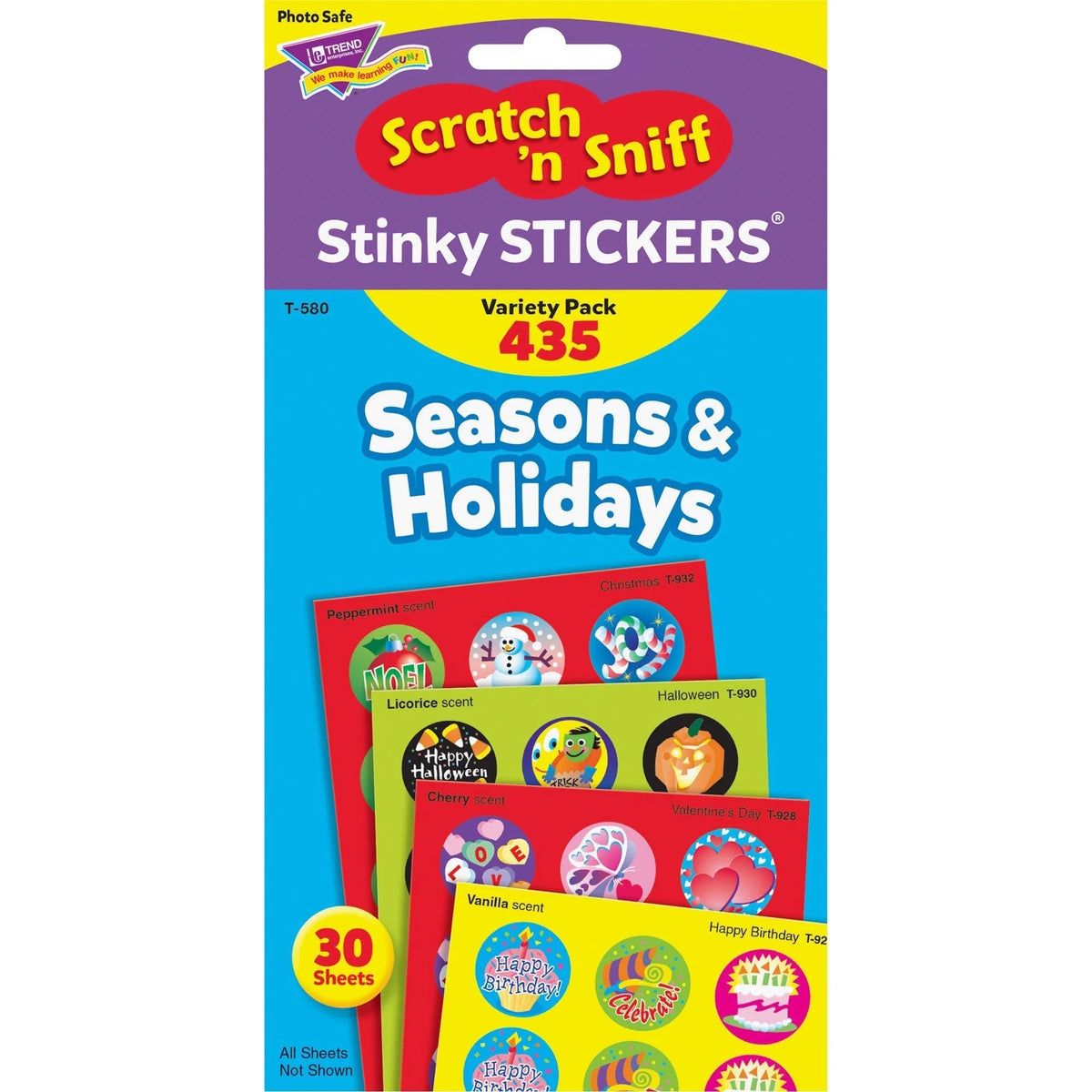 Trend Seasons & Holidays Stickers: 432 Varied Shapes - Acid-free Non-toxic - Assorted Designs - Stickers