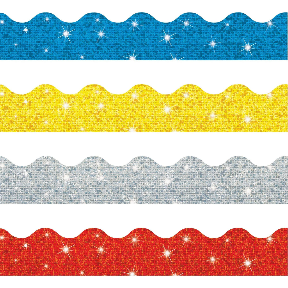 Trend Sparkle Terrific Trimmers Borders - 130 Shapes - Blue Silver Yellow Red - Bulletin Board Sets & Trim