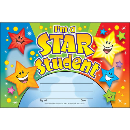 Trend Star Student Recognition Awards - Multicolor - 30 Pack - Certificates
