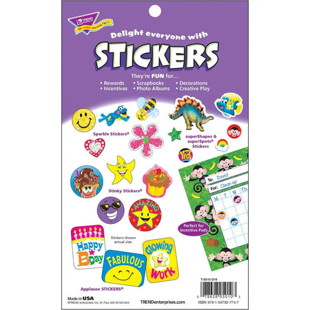 Trend Super Stars Sticker Pad: Star & Smilies Shapes - Acid-free Non-toxic - Stickers