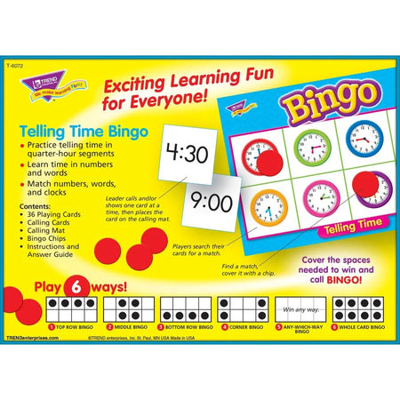 Trend Telling Time Bingo Game: Fun Learning for Ages 6-8 - Games & Puzzles