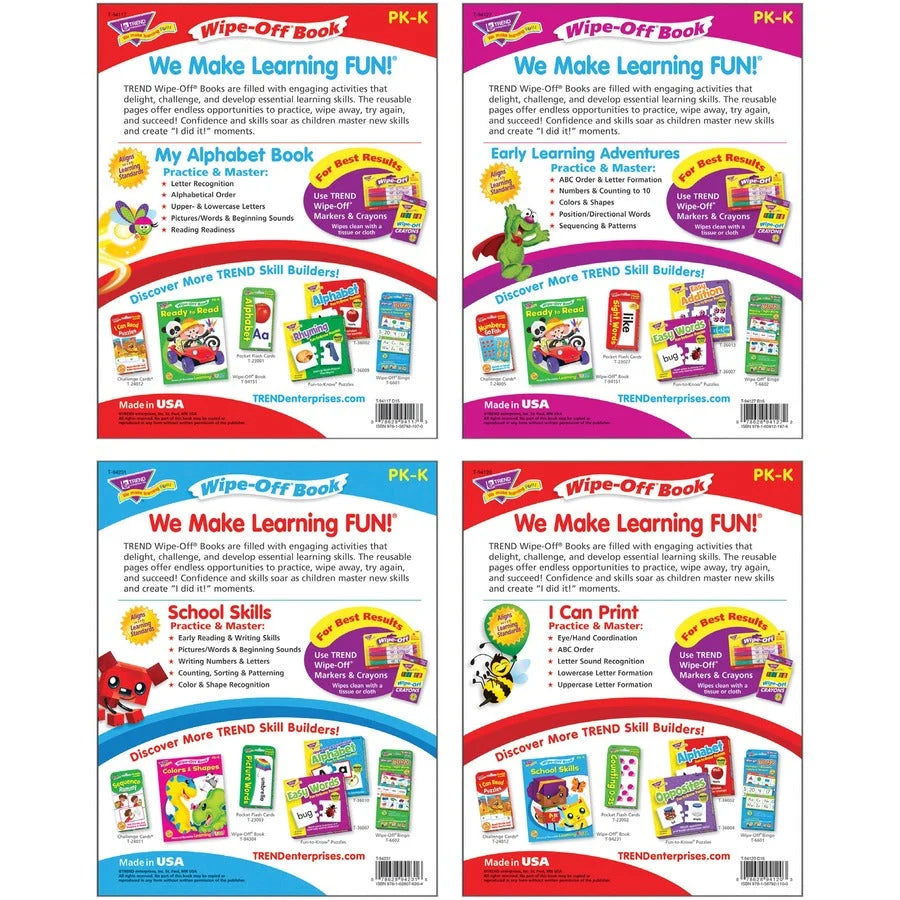 Trend Wipe-off Book Learning Fun Set: Engaging Printed Books - & Activities