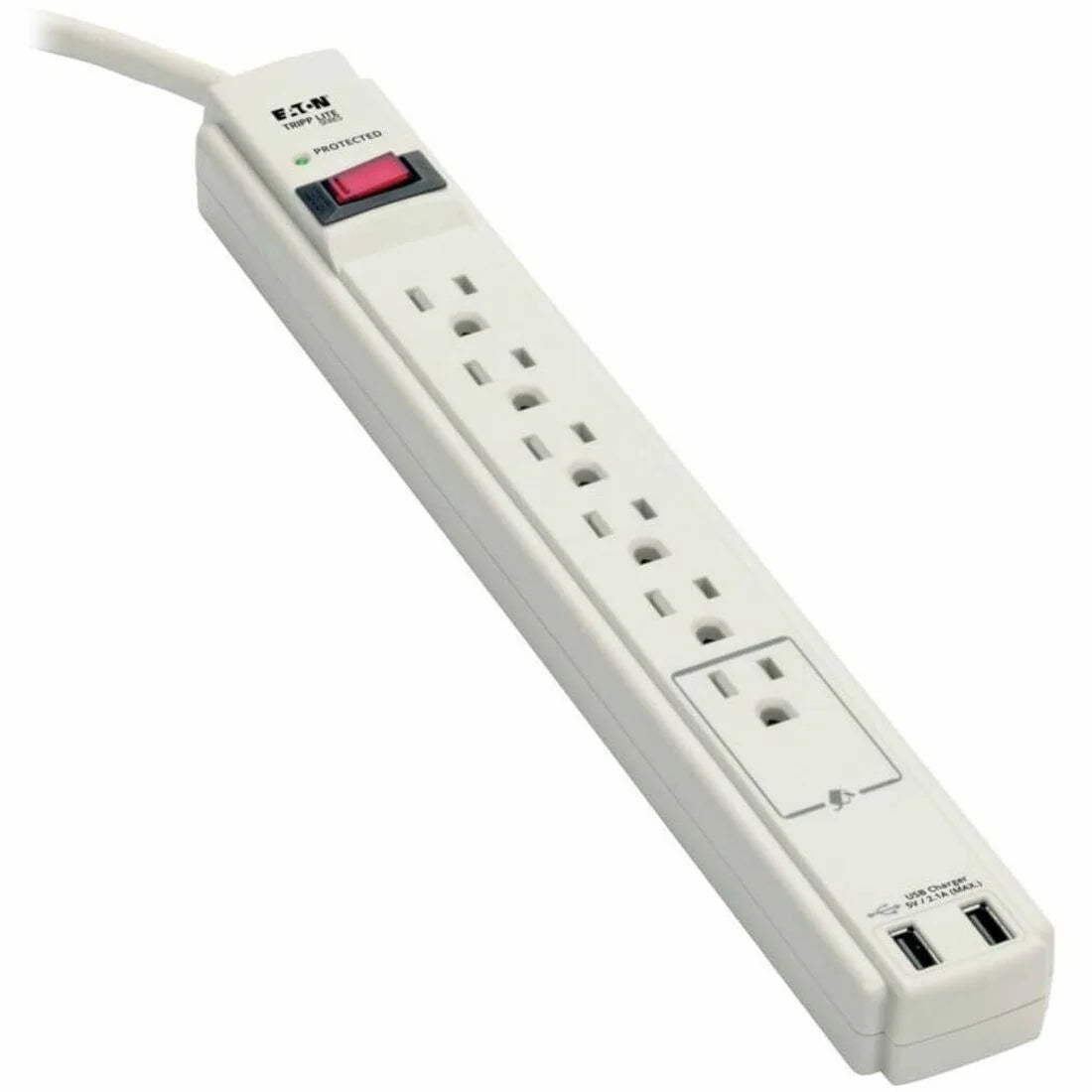 Tripp Lite 6-Outlet Surge Protector with USB - 2100J Protection - Power Cords & Protectors