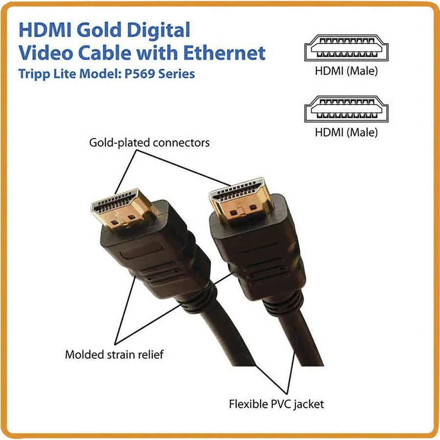 Tripp Lite P569-003 3ft HDMI Cable with Ethernet - High Speed A/V Connection - Audio/Video Cables & Accessories