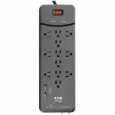 Tripp Lite Protect It! TLP128TTUSBB Surge Protector - 12 Outlets 2 USB - 1800 VA - Power Cords & Protectors