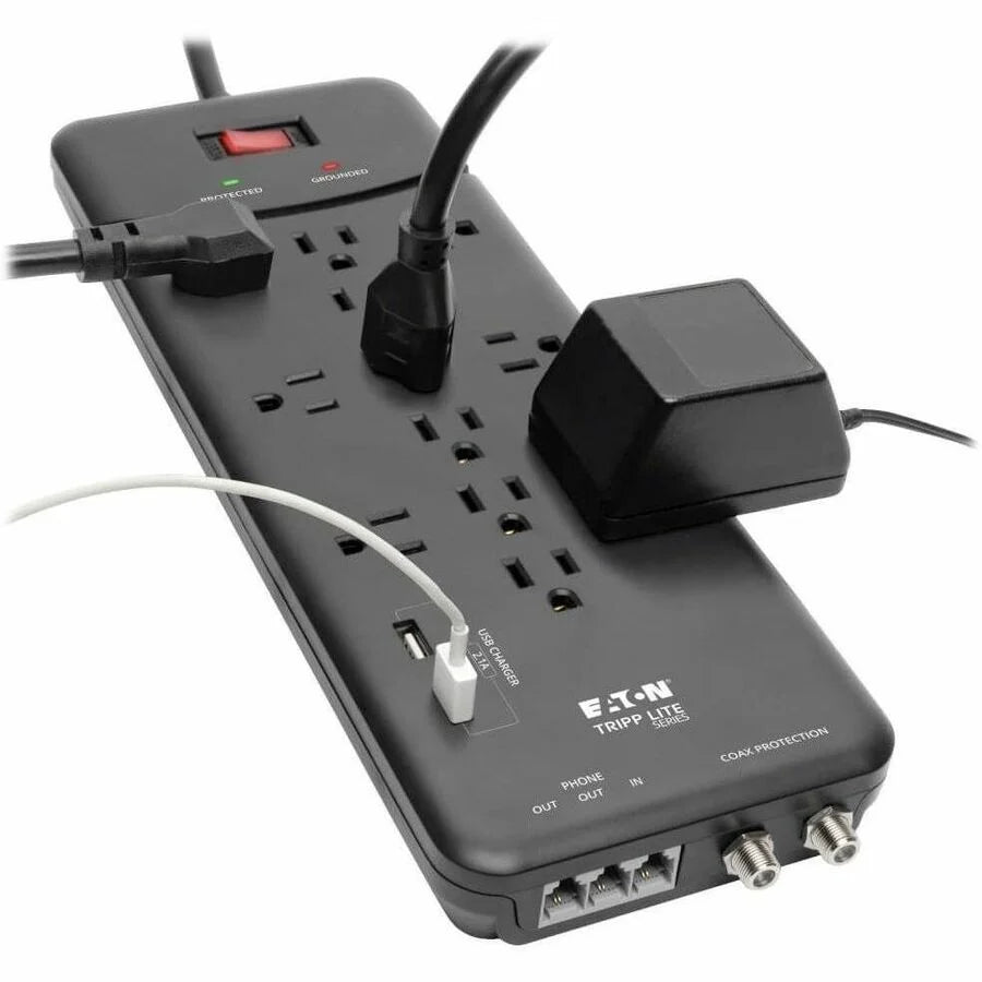 Tripp Lite Protect It! TLP128TTUSBB Surge Protector - 12 Outlets 2 USB - 1800 VA - Power Cords & Protectors