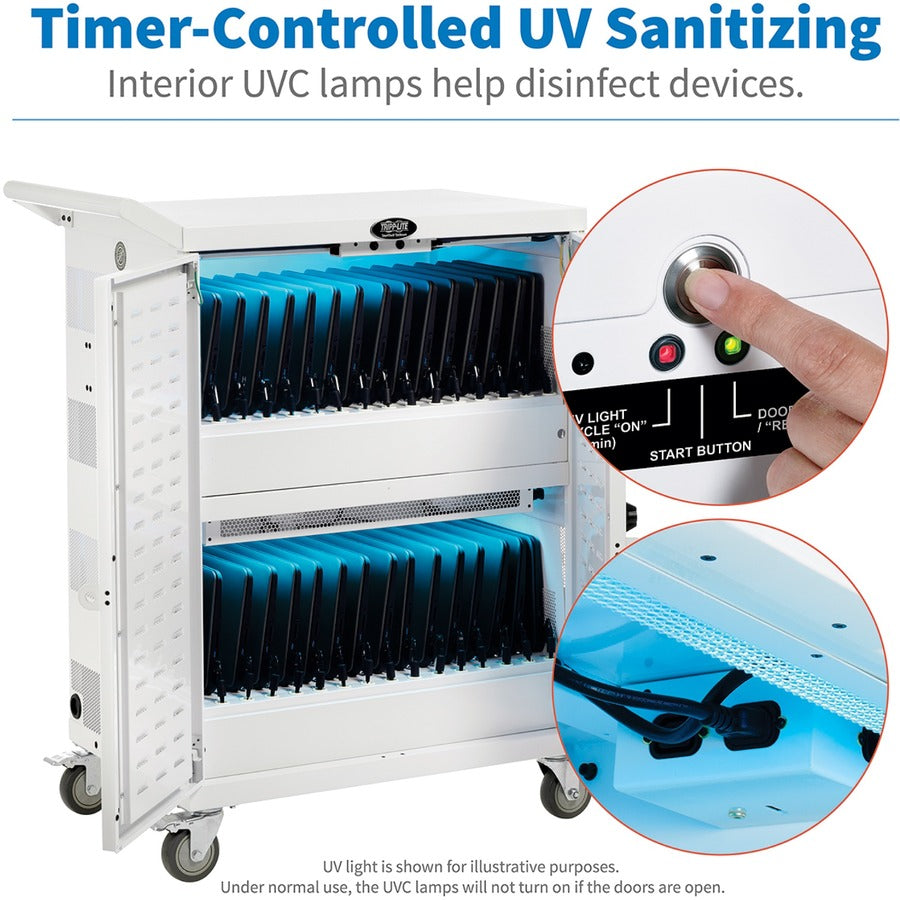Tripp Lite series CSC32ACWHG Hospital-Grade 32-Device UV Charging Cart, White - Alternate-Image19