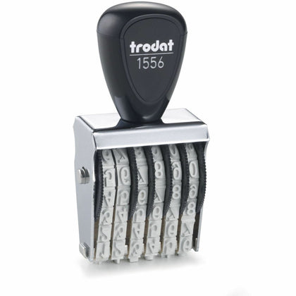 Trodat 6-Digit Numberer Stamp - Gray Rubber & Steel - 6 Bands - Numbering Stamps Counters