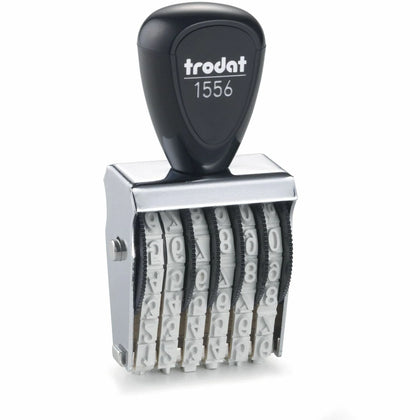 Trodat 6-Digit Numberer Stamp - Gray Rubber & Steel - 6 Bands - Numbering Stamps Counters