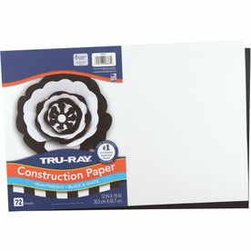 Tru-Ray Construction Paper: Art & Craft Project Sheets - 12x18 - Black White - 72/Pack - Paper