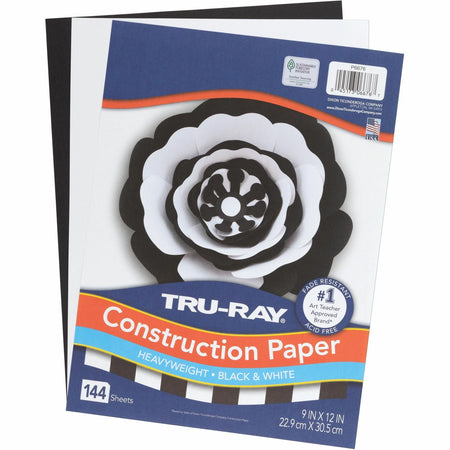 Tru-Ray Construction Paper: Black & White Art/Craft Project Sheets - Paper