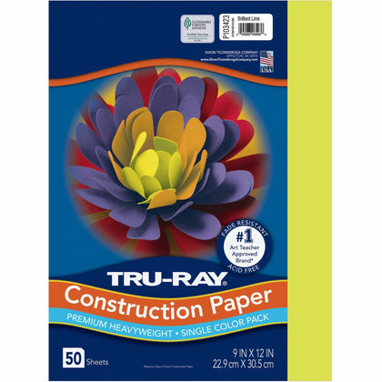 Tru-Ray Construction Paper: Brilliant Lime - 12x9 - 50/Pack - Paper