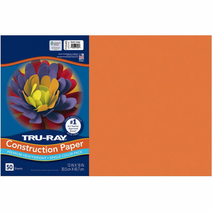 Tru-Ray Construction Paper: Electric Orange - 18’’ x 12’’ - 50/Pack - Paper