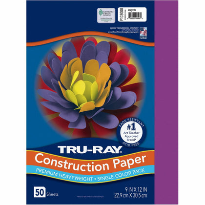Tru-Ray Construction Paper: Magenta 12x9 - Sulphite - 50/Pack - Paper