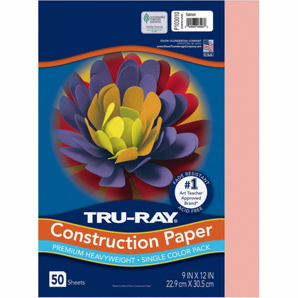 Tru-Ray Construction Paper: Project Pack - Salmon 12’’ x 9’’ - 50 Sheets - Paper