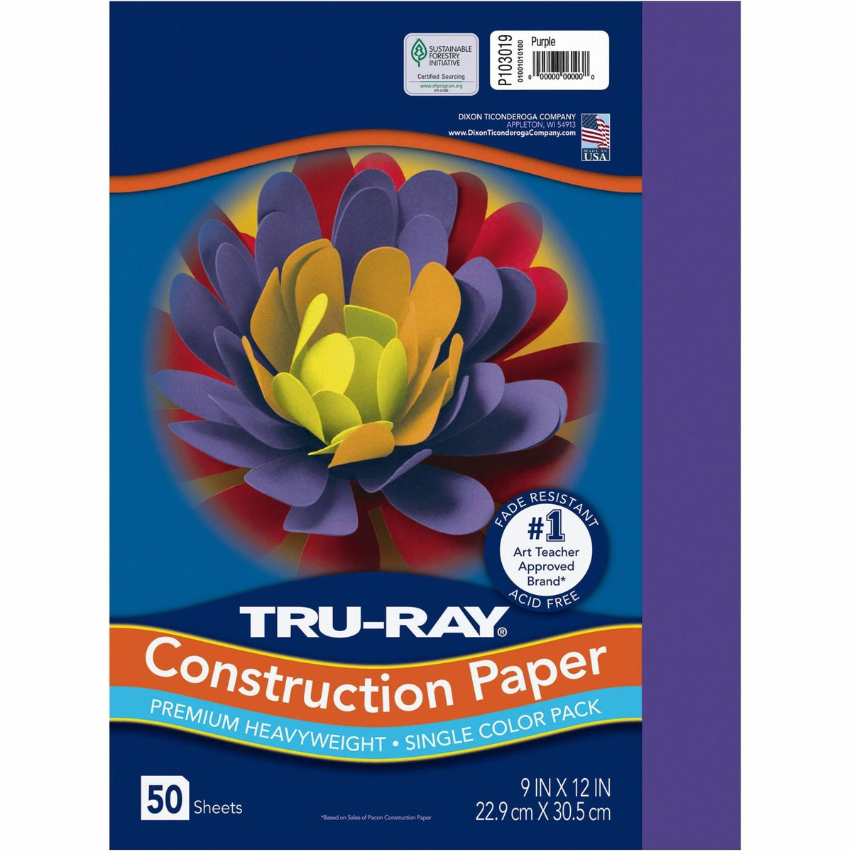 Tru-Ray Construction Paper: Purple 12’’ x 9’’ - 50 Sheets - Paper