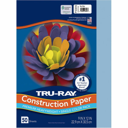 Tru-Ray Construction Paper: Sky Blue - 12’’ x 9’’ - 50/Pack - Paper