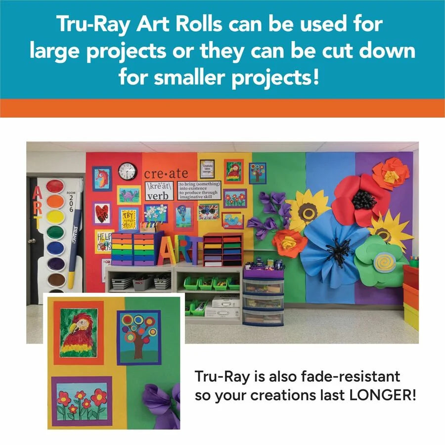 Tru-Ray Festive Red Construction Paper Roll - 36’’ x 500 ft - Sulphite - Mural Art Banner