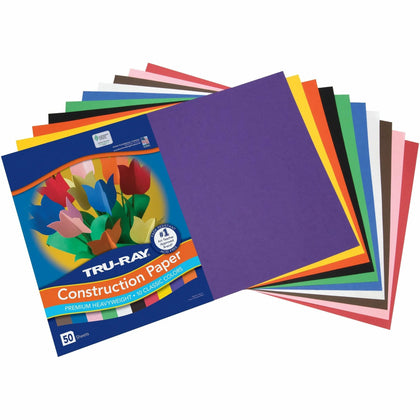 Tru-Ray Heavyweight Construction Paper - 18x12 - Assorted Colors - 50 Sheets