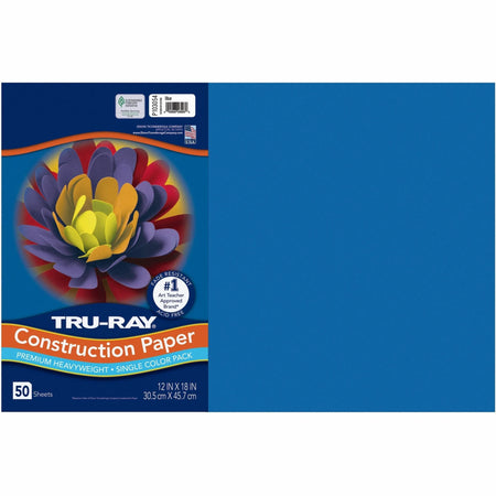 Tru-Ray Heavyweight Construction Paper: Blue 18’’ x 12’’ - 50/Pack - Paper