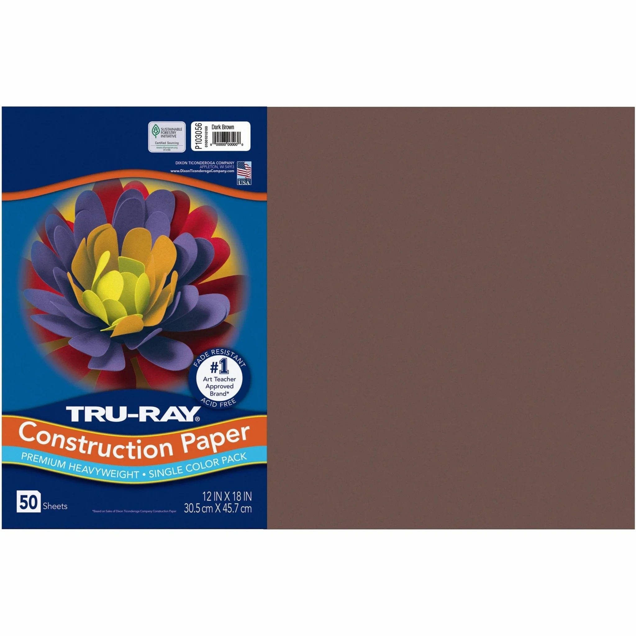 Tru-Ray Heavyweight Construction Paper: Dark Brown 18x12 - 76 lb - 50/Pack - Paper