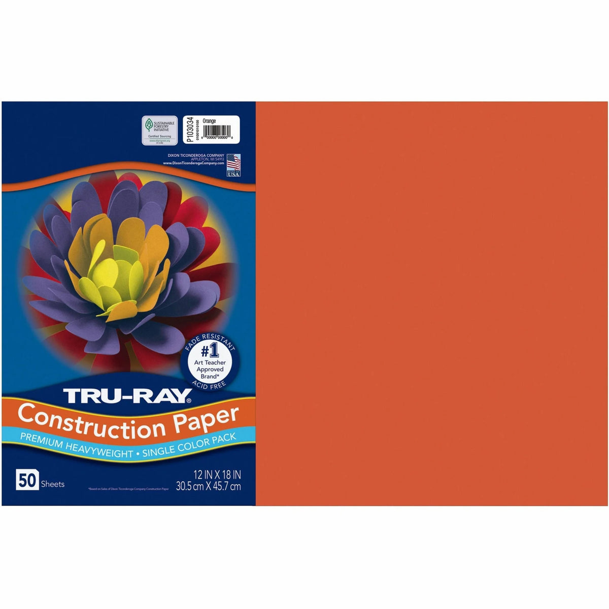 Tru-Ray Heavyweight Construction Paper: Orange 18’’ x 12’’ - 50/Pack - Paper