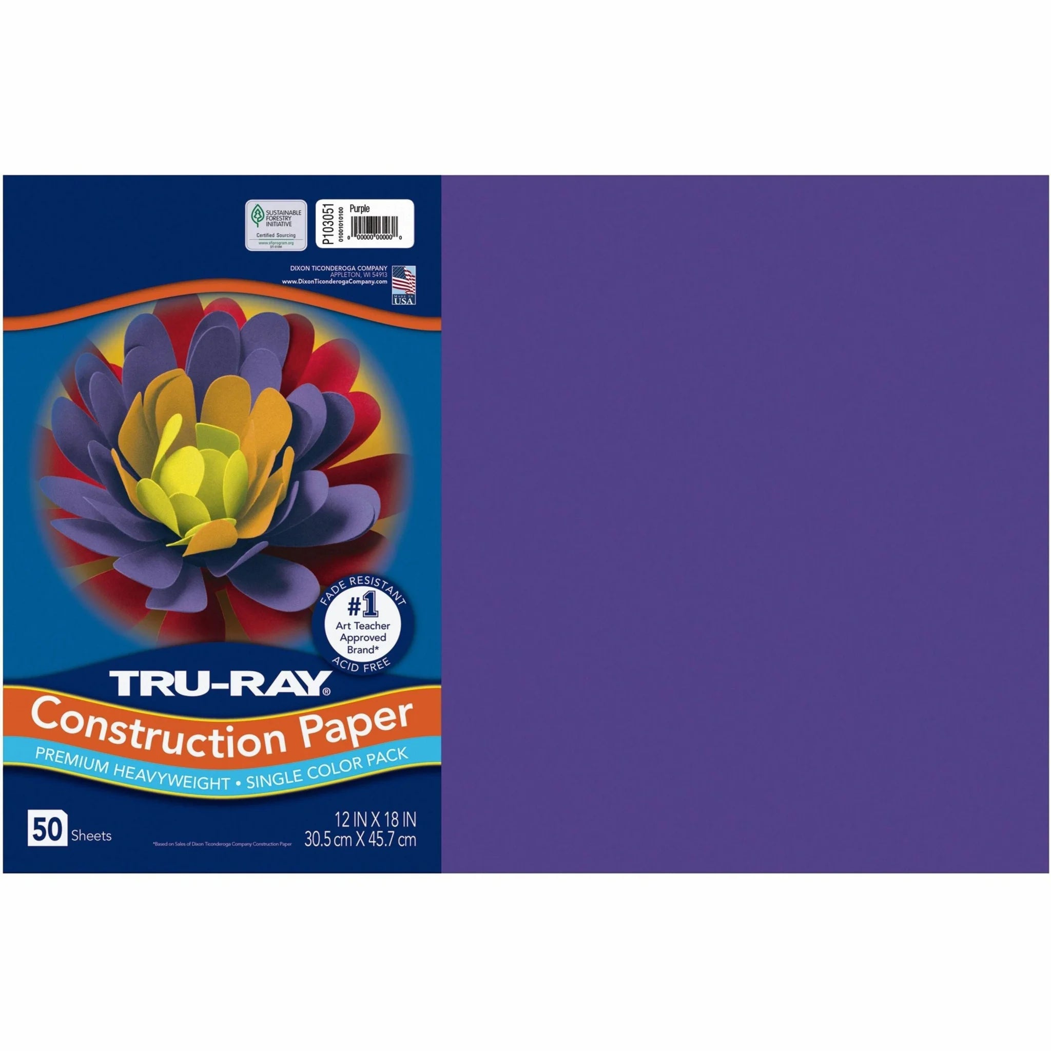 Tru-Ray Heavyweight Construction Paper - Purple - 12’’ x 18’’ - 50 Sheets