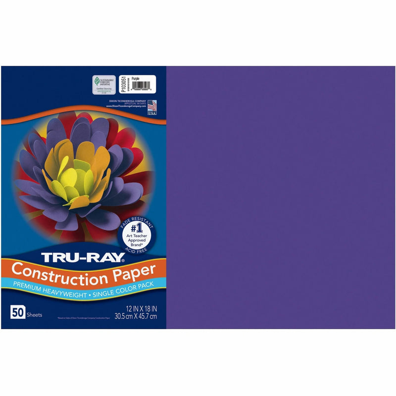 Tru-Ray Heavyweight Construction Paper - Purple - 12’’ x 18’’ - 50 Sheets