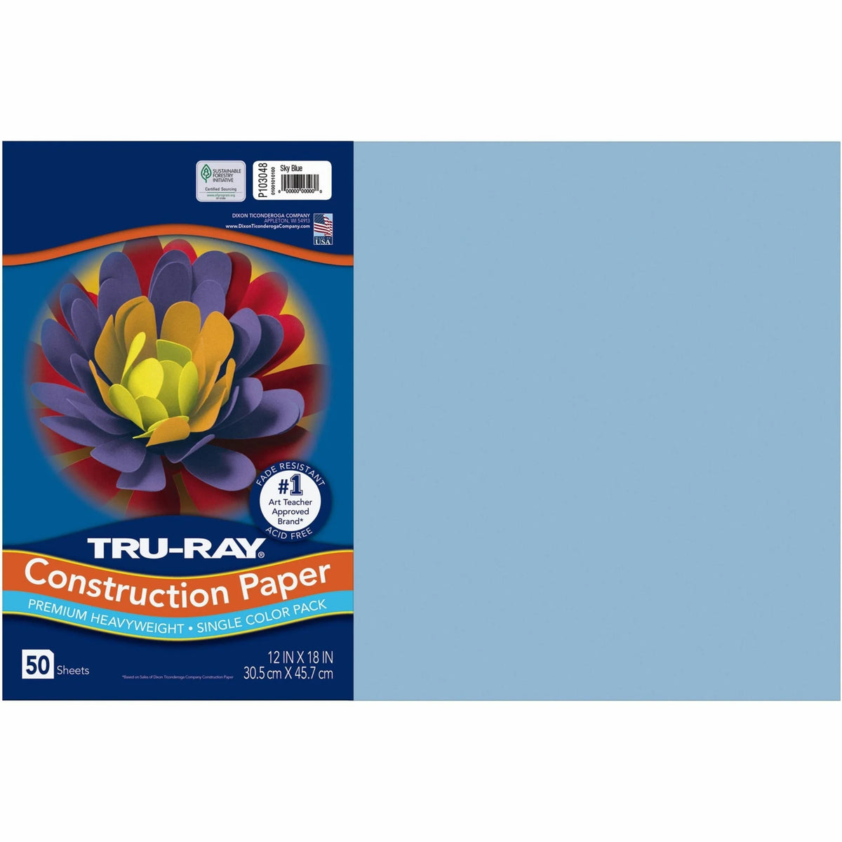 Tru-Ray Heavyweight Construction Paper: Sky Blue 18’’ x 12’’ - 50/Pack - Paper