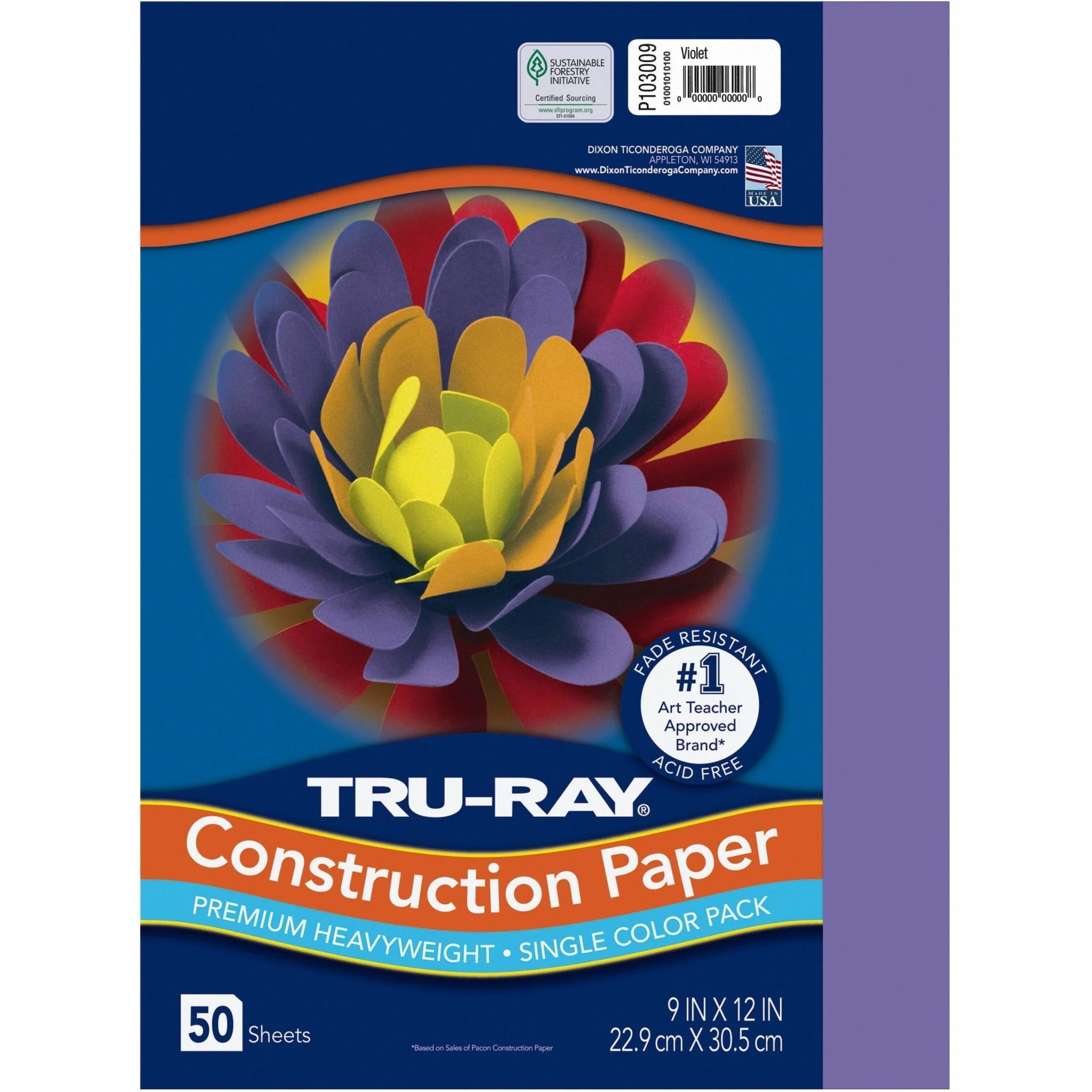 Tru-Ray Heavyweight Construction Paper: Violet Sulphite Sheets 12’’ x 9’’ 50-Pack - Paper