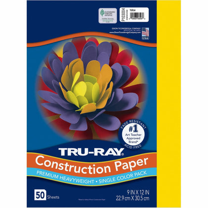 Tru-Ray Heavyweight Construction Paper - Yellow - 12x9 - 50 Sheets