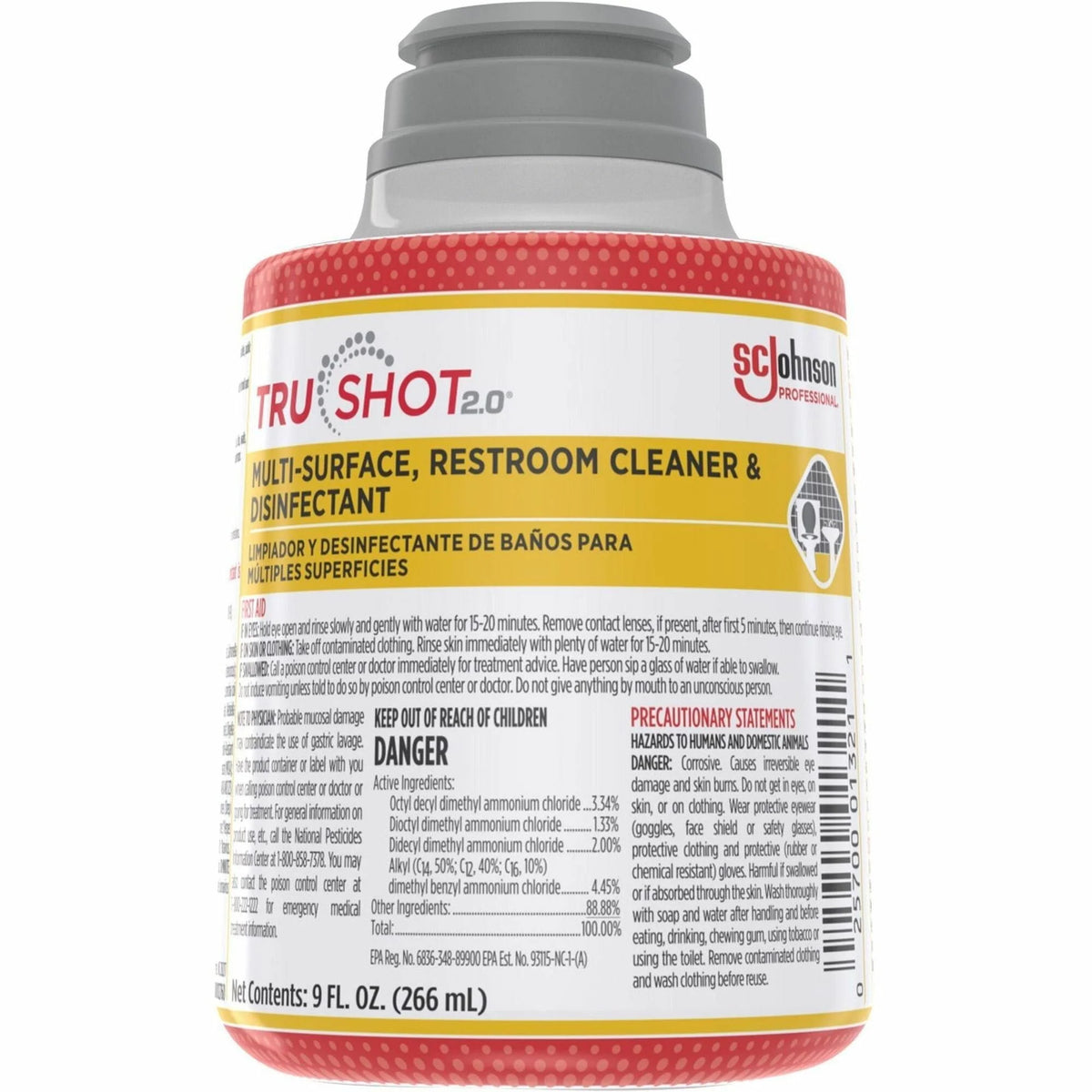 TruShot 2.0 Multi-Surface Restroom Cleaner & Disinfectant - Concentrated 9 fl oz - Easy to Use Spill Resistant - Toilet