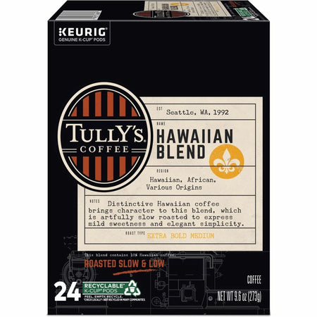 Tully’s Hawaiian Blend K-Cup Pods - Medium Roast Coffee - 24 Count
