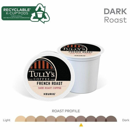 Tully’s K-Cup Pod French Roast Keurig Single-Serve Pods Dark 24 Count - Compatible with Brewer - Regular - Coffee