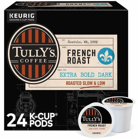 Tully’s K-Cup Pod French Roast Keurig Single-Serve Pods Dark 24 Count - Compatible with Brewer - Regular - Coffee