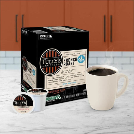 Tully’s K-Cup Pod French Roast Keurig Single-Serve Pods Dark 24 Count - Compatible with Brewer - Regular - Coffee