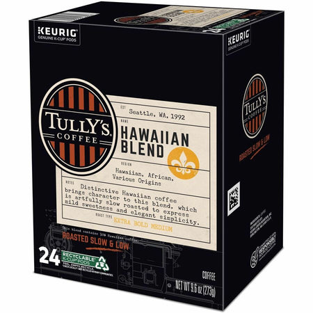 Tully’s K-Cup Pod Hawaiian Blend Keurig Single-Serve Pods Medium Roast Coffee 24 Count