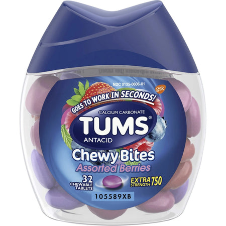TUMS Chewy Bites: Chewable Antacid Tablets for Indigestion & Heartburn - Medications