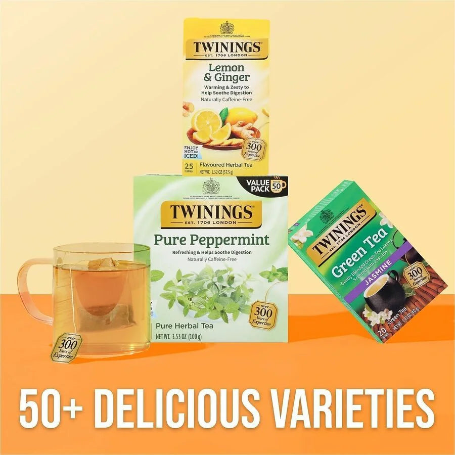 Twinings Lemon & Ginger Herbal Tea Bags - Soothing Blend - 25